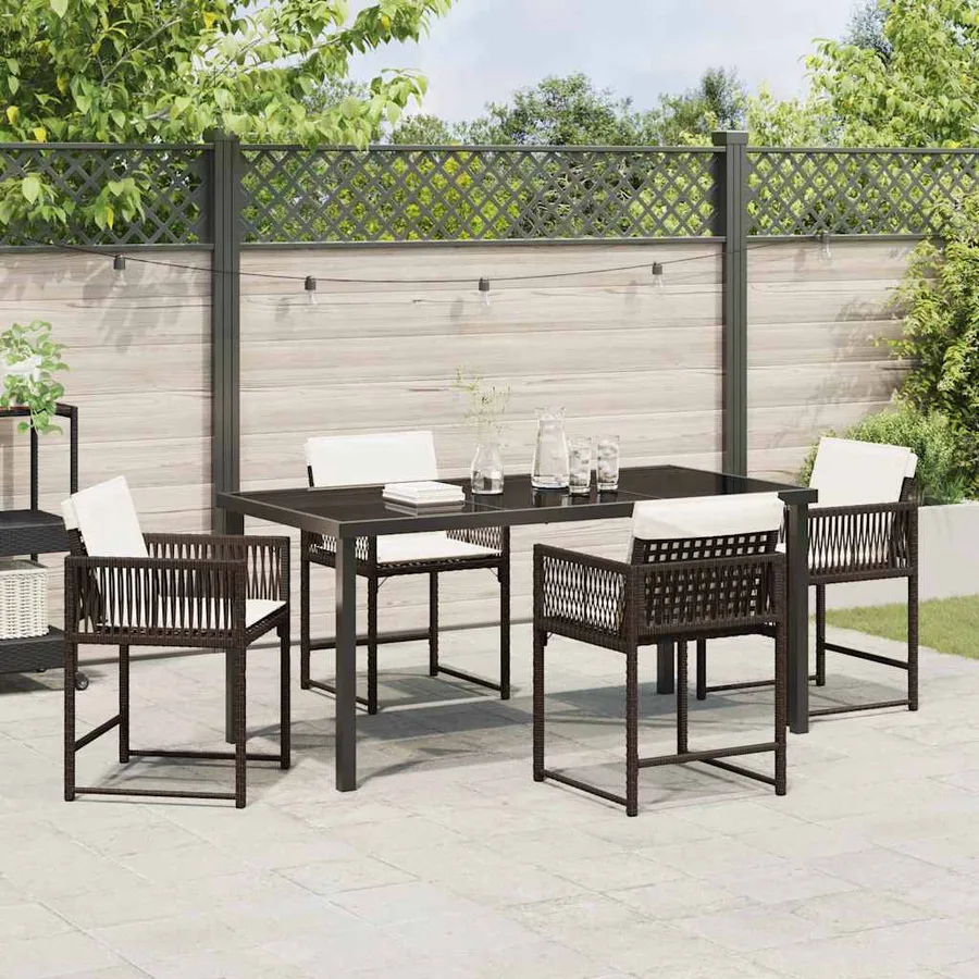 Ensemble de salle à manger pour jardin 5 pcs Marron polyrotin - 4