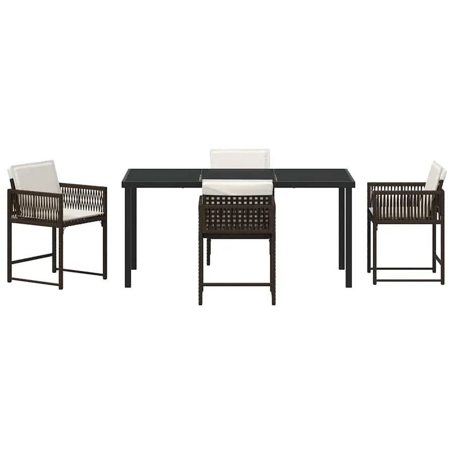 Ensemble de salle à manger pour jardin 5 pcs Marron polyrotin - 7