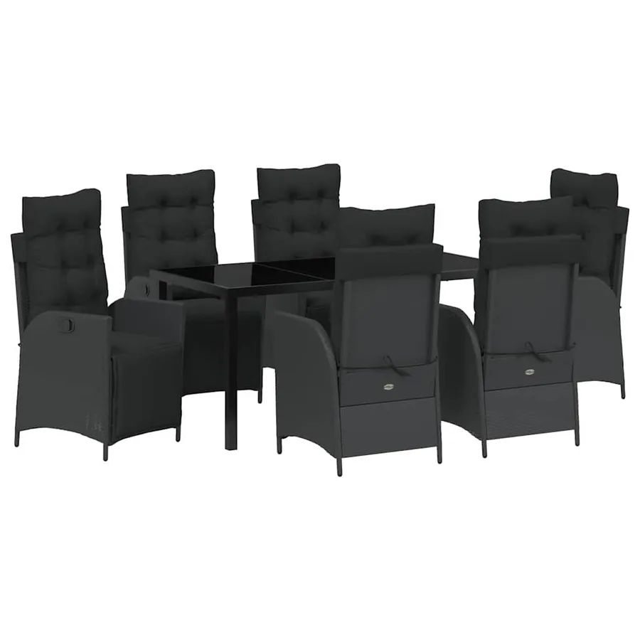 Ensemble de salle à manger pour jardin 7 pcs Noir polyrotin - 2