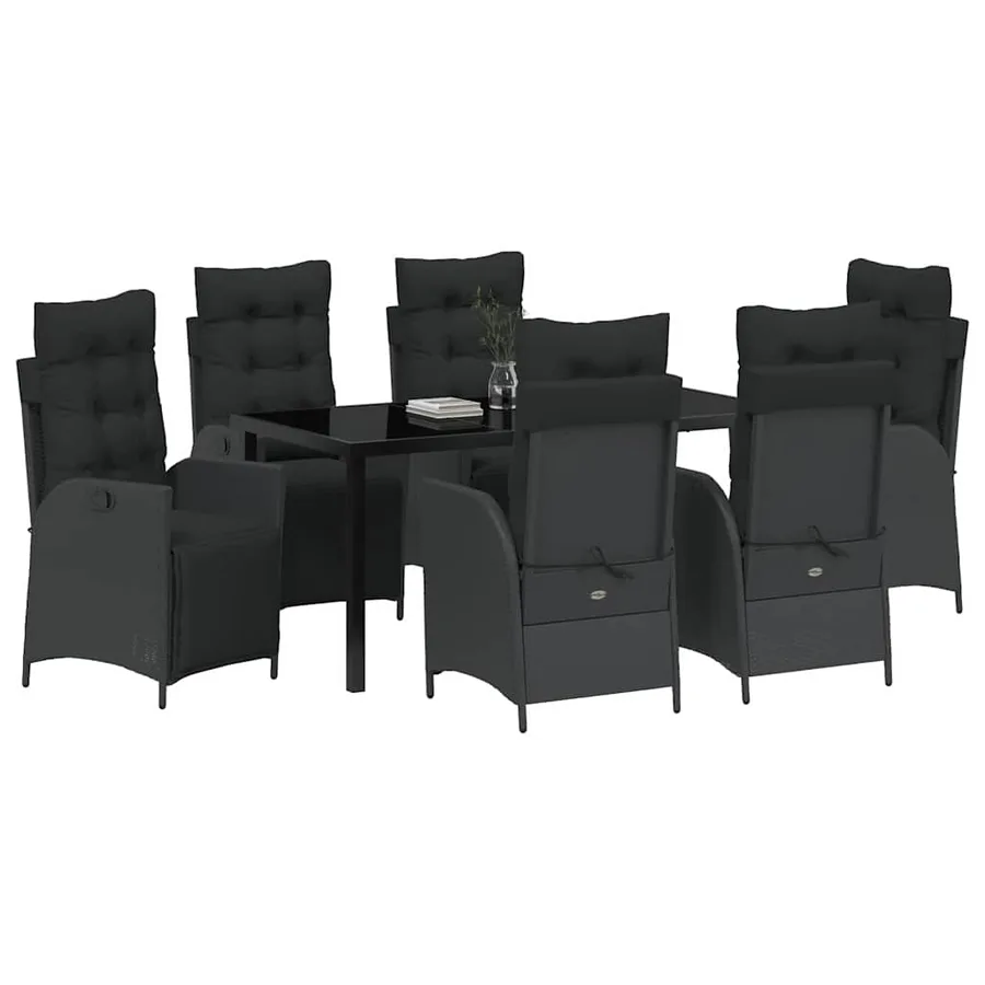 Ensemble de salle à manger pour jardin 7 pcs Noir polyrotin - 3