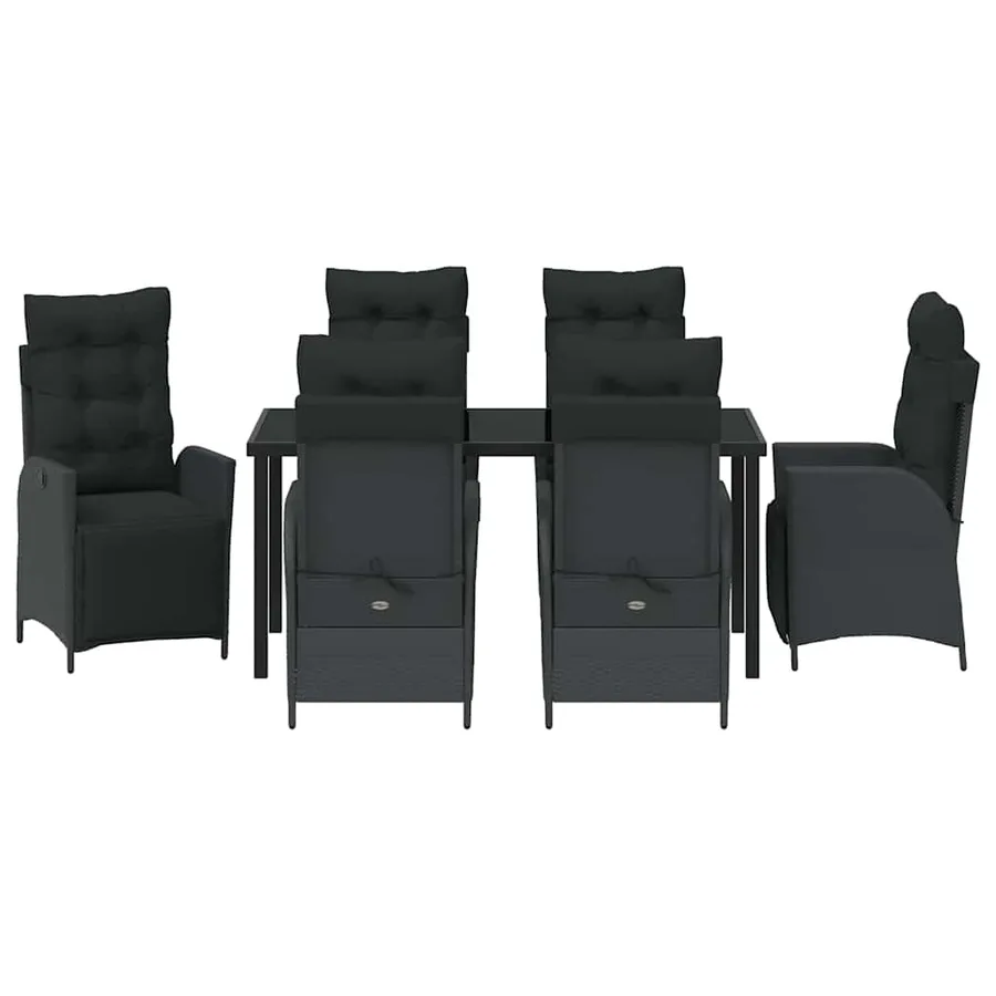 Ensemble de salle à manger pour jardin 7 pcs Noir polyrotin - 7