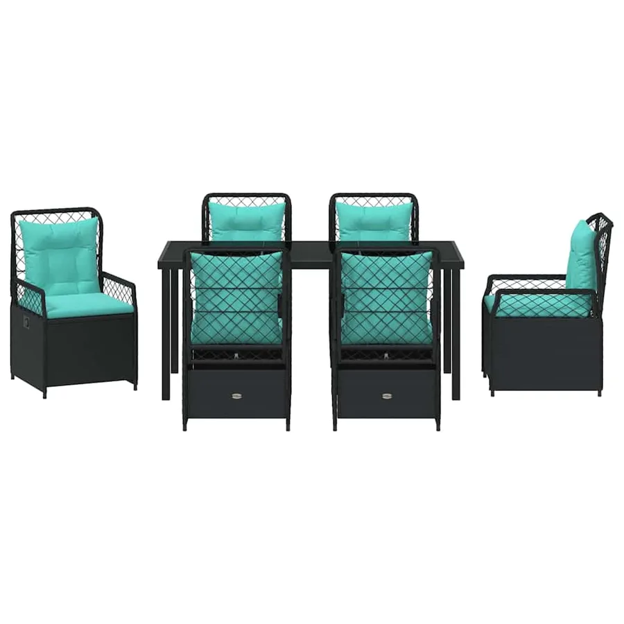 Ensemble de salle à manger pour jardin 7 pcs Noir polyrotin - 7