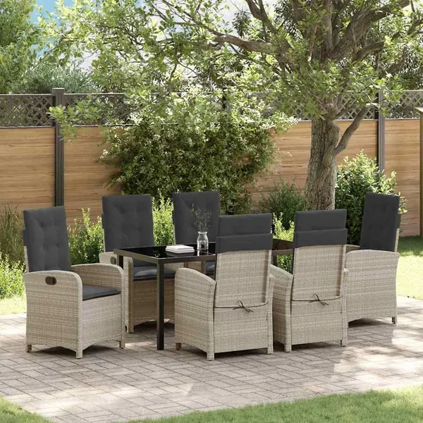 Ensemble de salle à manger pour jardin 7 pcs Gris clair