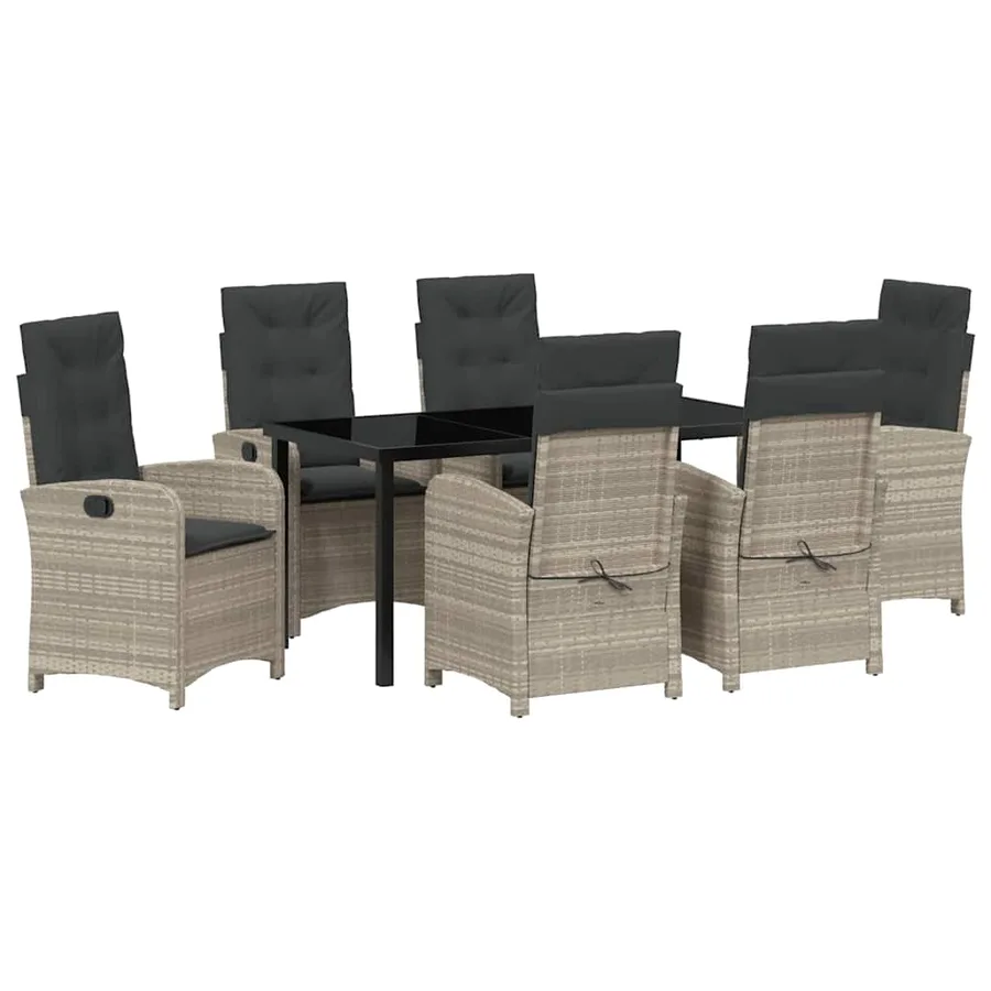 Ensemble de salle à manger pour jardin 7 pcs Gris clair - 2