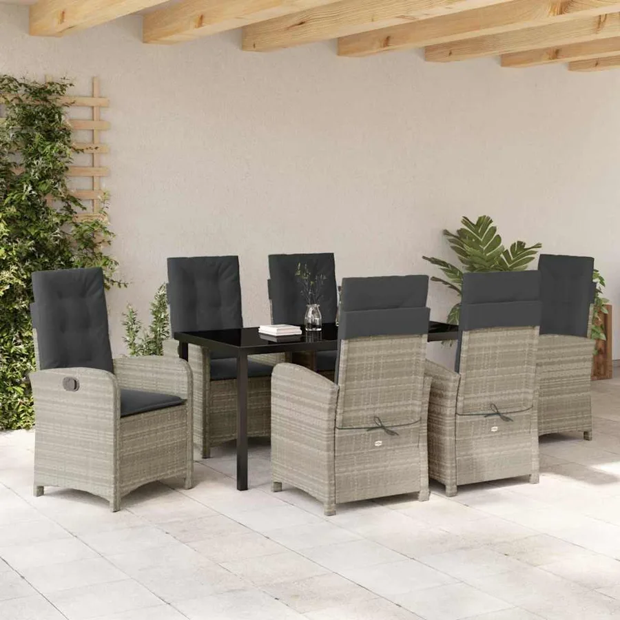 Ensemble de salle à manger pour jardin 7 pcs Gris clair - 4