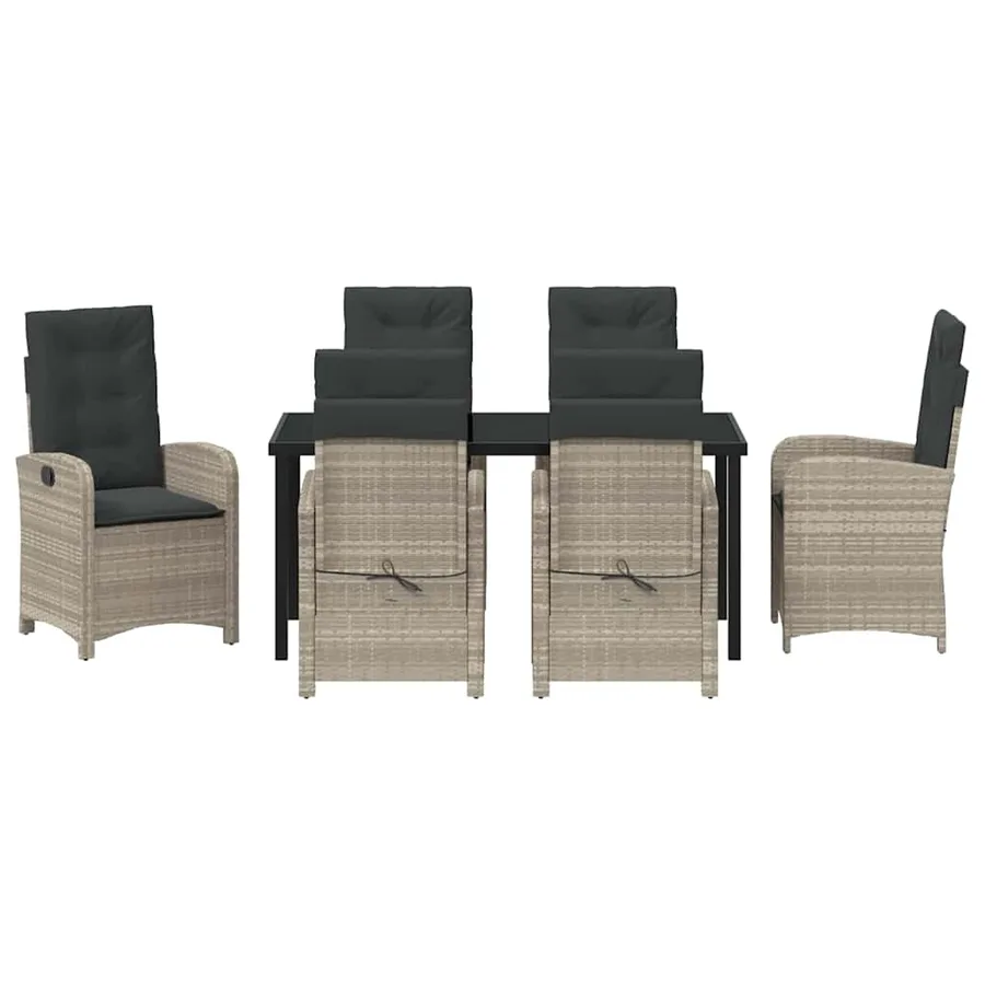 Ensemble de salle à manger pour jardin 7 pcs Gris clair - 7