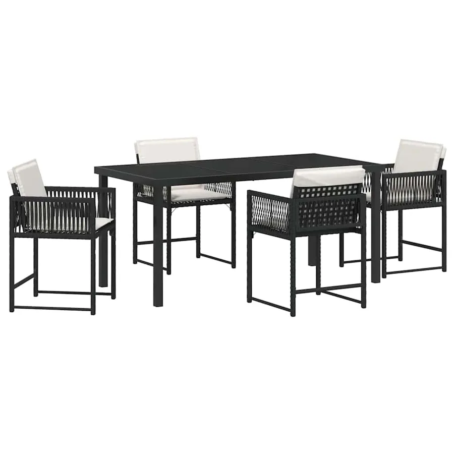 Ensemble de salle à manger pour jardin 5 pcs Noir polyrotin - 2
