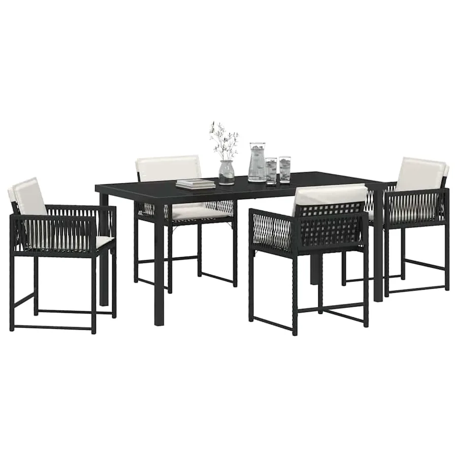 Ensemble de salle à manger pour jardin 5 pcs Noir polyrotin - 3