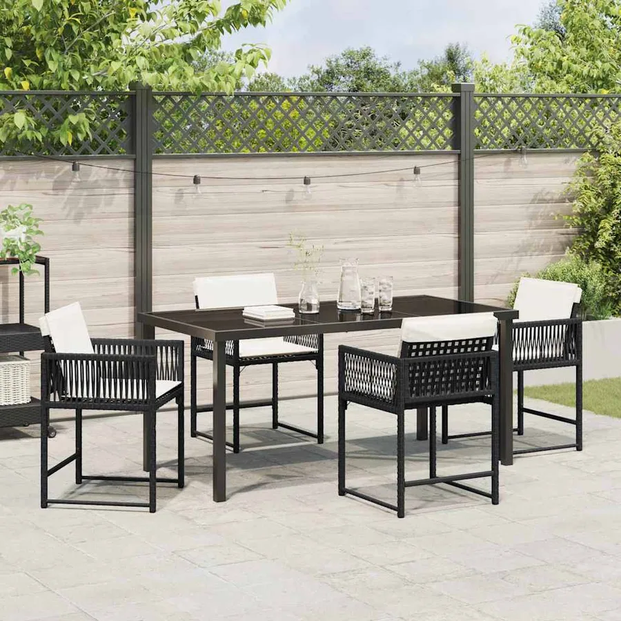 Ensemble de salle à manger pour jardin 5 pcs Noir polyrotin - 4