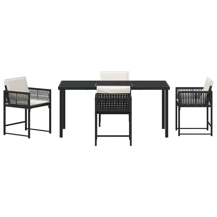 Ensemble de salle à manger pour jardin 5 pcs Noir polyrotin - 7