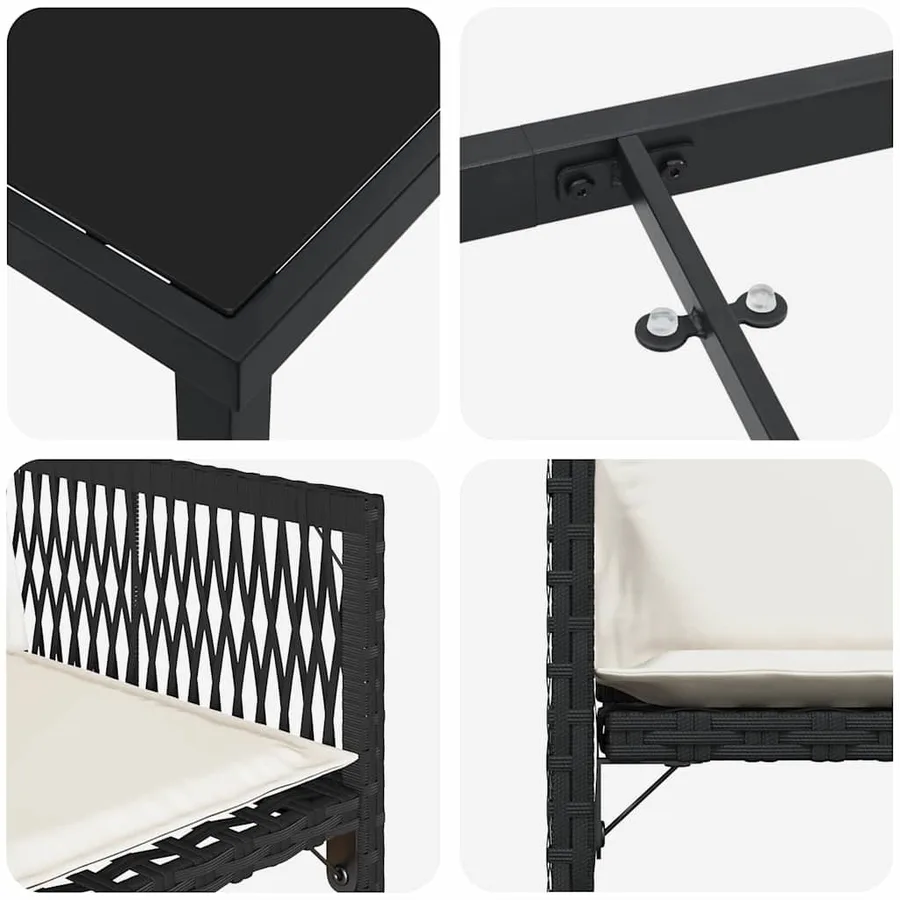 Ensemble de salle à manger pour jardin 5 pcs Noir polyrotin - 9