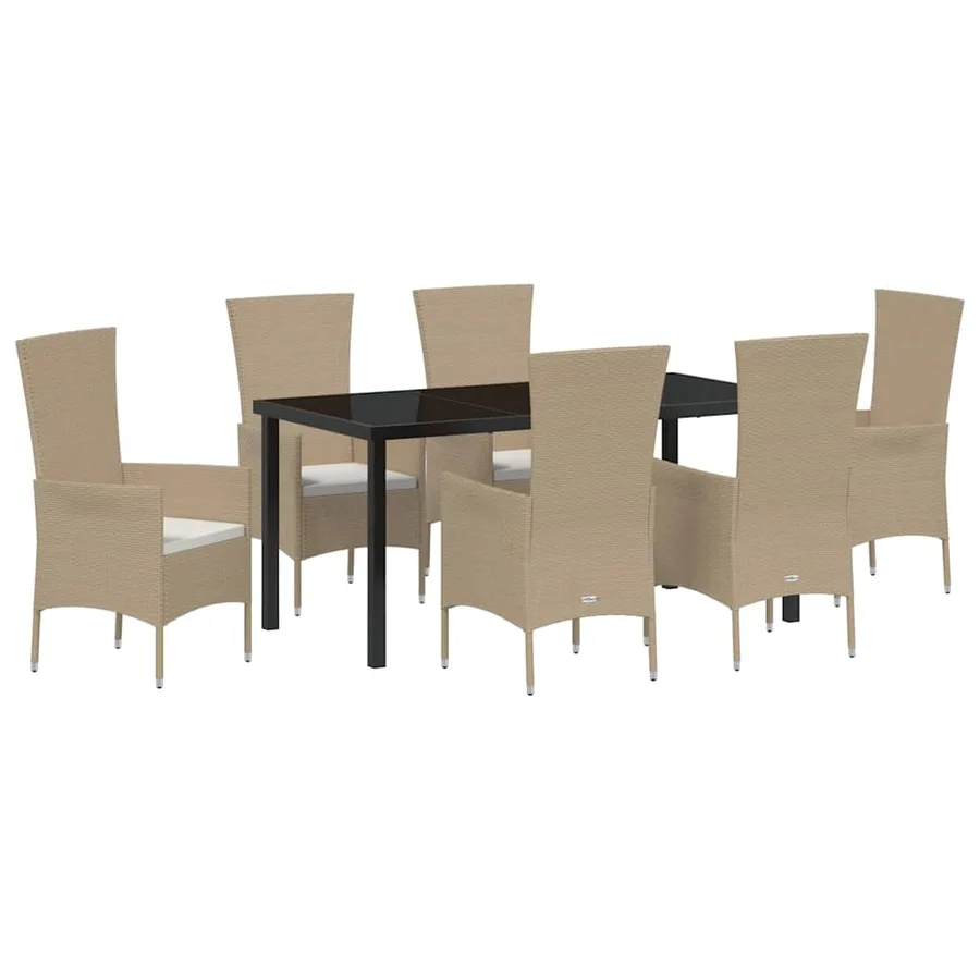 Ensemble de salle à manger pour jardin 7 pcs Beige polyrotin - 2