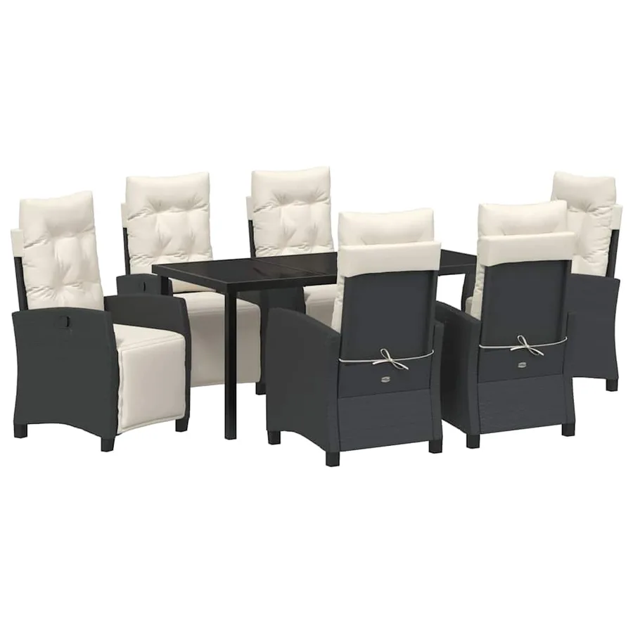 Ensemble de salle à manger pour jardin 7 pcs Noir polyrotin - 2