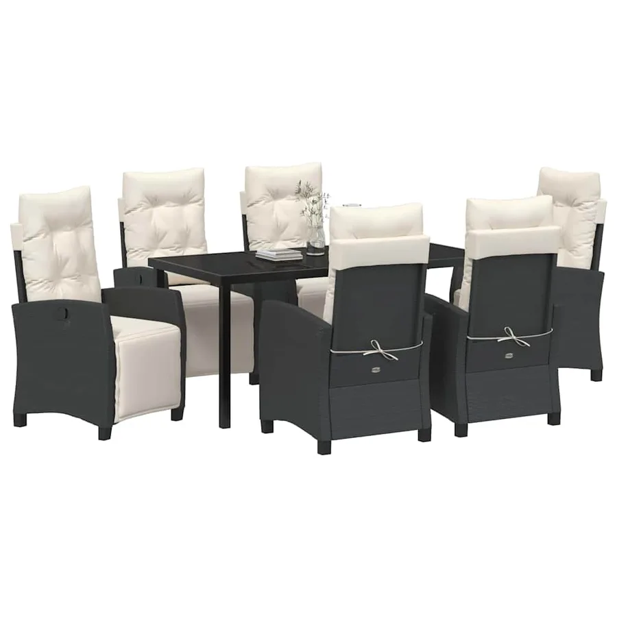 Ensemble de salle à manger pour jardin 7 pcs Noir polyrotin - 3