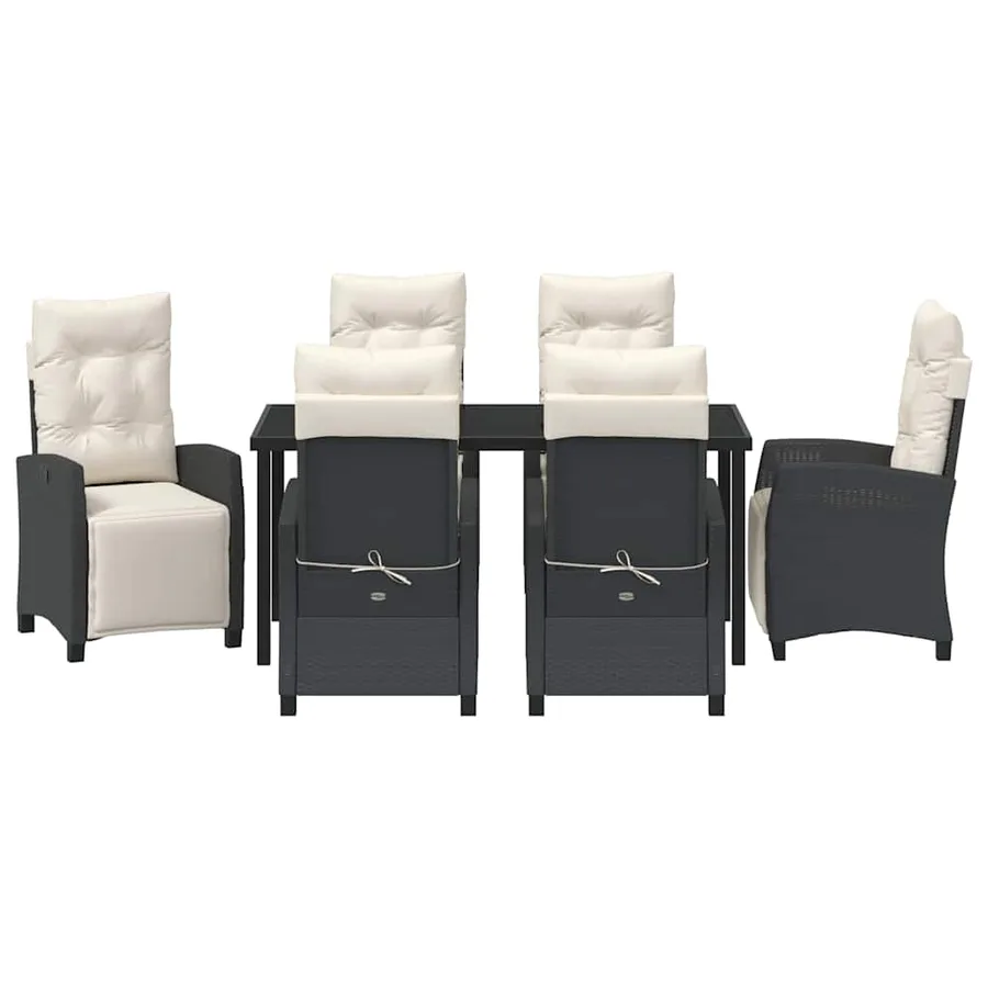 Ensemble de salle à manger pour jardin 7 pcs Noir polyrotin - 7