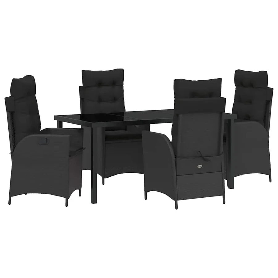 Ensemble de salle à manger pour jardin 5 pcs Noir polyrotin - 2