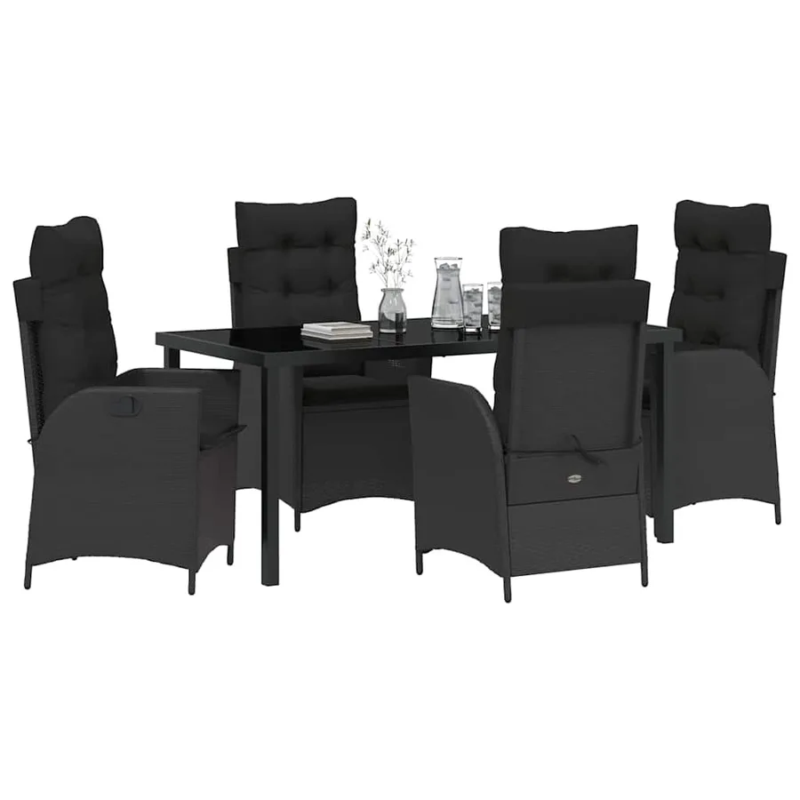 Ensemble de salle à manger pour jardin 5 pcs Noir polyrotin - 3