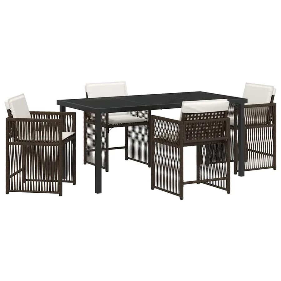 Ensemble de salle à manger pour jardin 5 pcs Marron polyrotin - 2