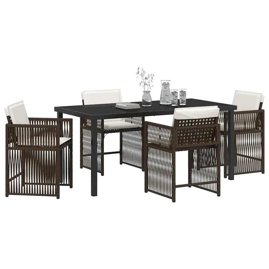Ensemble de salle à manger pour jardin 5 pcs Marron polyrotin - 3