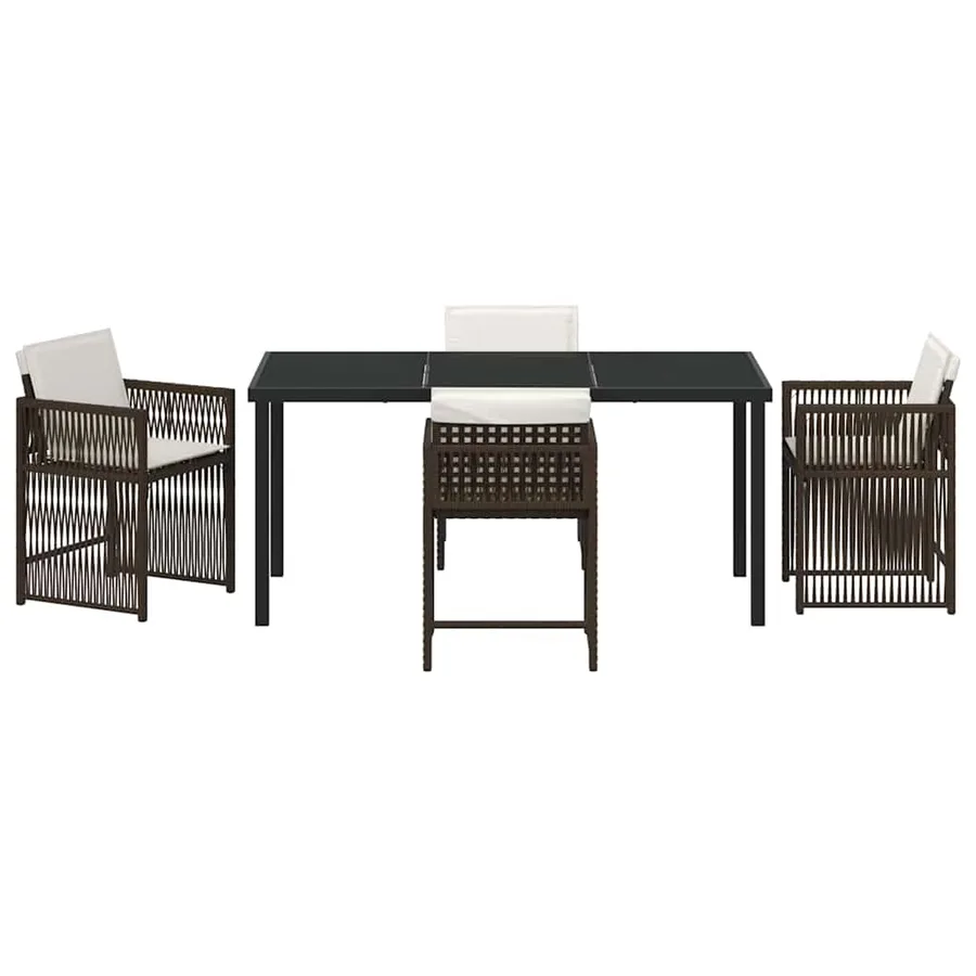 Ensemble de salle à manger pour jardin 5 pcs Marron polyrotin - 7