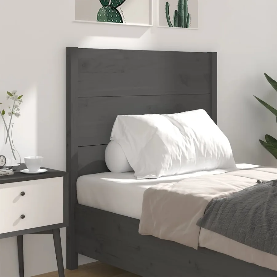 Tête de lit Gris 96x4x100 cm Bois massif de pin - 3