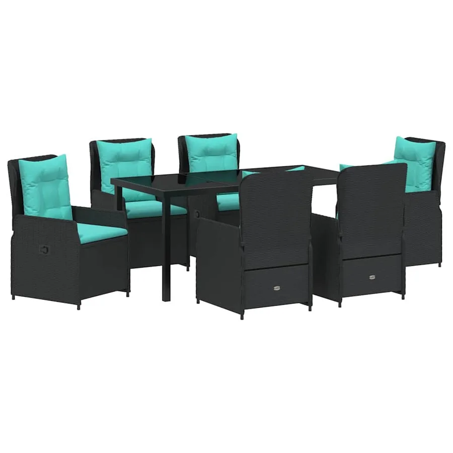 Ensemble de salle à manger pour jardin 7 pcs Noir Poly rotin - 2
