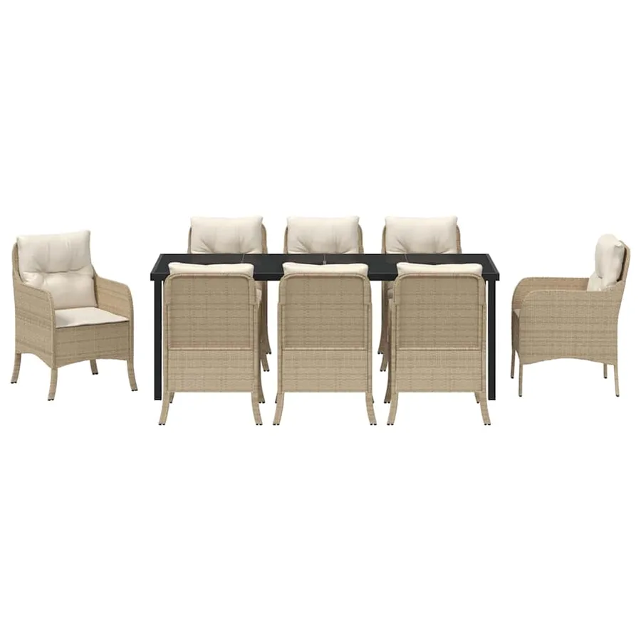 Ensemble de salle à manger pour jardin 9 pcs Beige polyrotin - 7