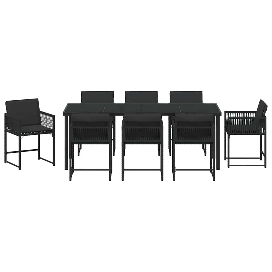 Ensemble de salle à manger pour jardin 9 pcs Noir polyrotin - 7
