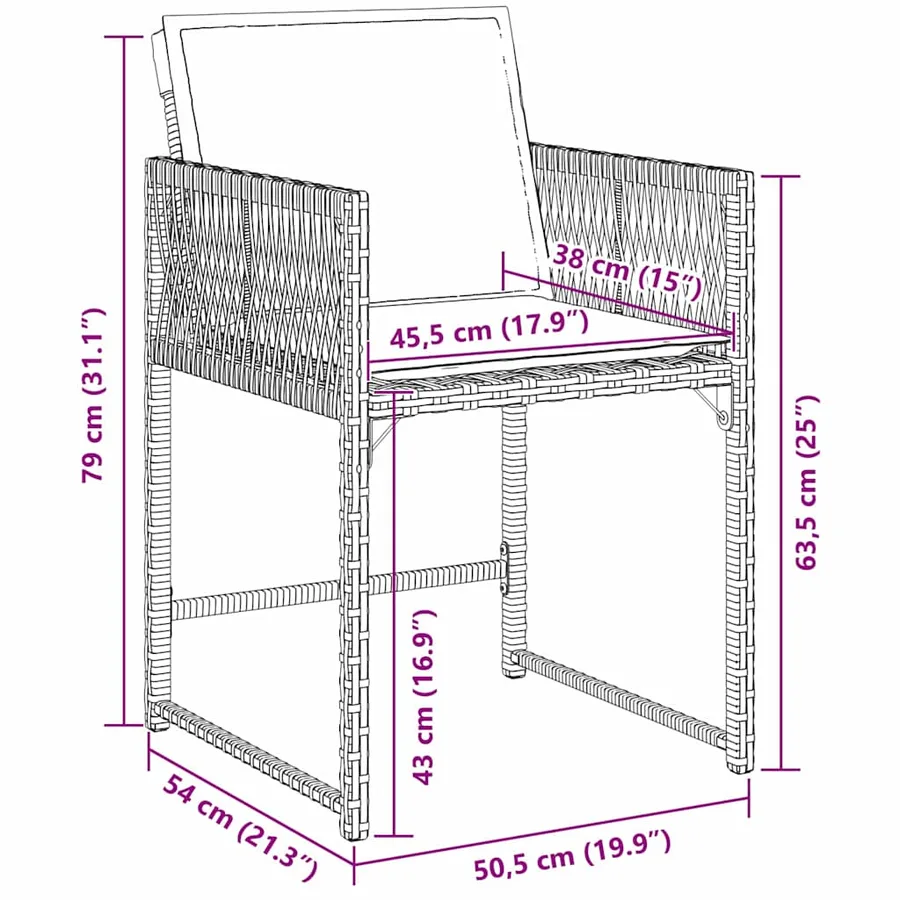 Ensemble de salle à manger pour jardin 9 pcs Noir polyrotin - 8