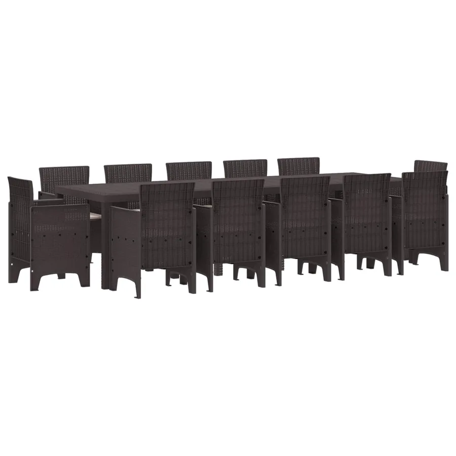 Ensemble de salle à manger pour jardin 13 pcs Marron et Taupe