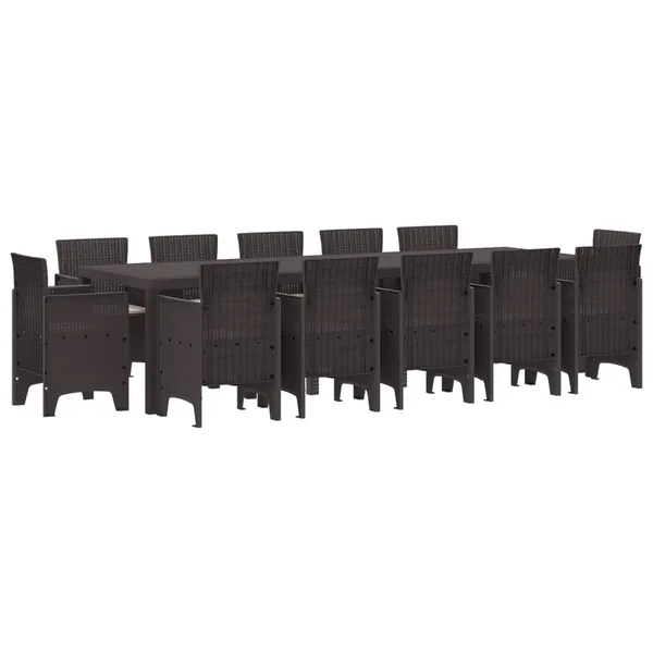 Ensemble de salle à manger pour jardin 13 pcs Marron et Taupe