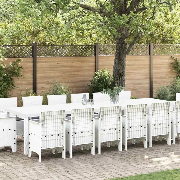 Ensemble de salle à manger pour jardin 15 pcs Blanc Rattan Polt