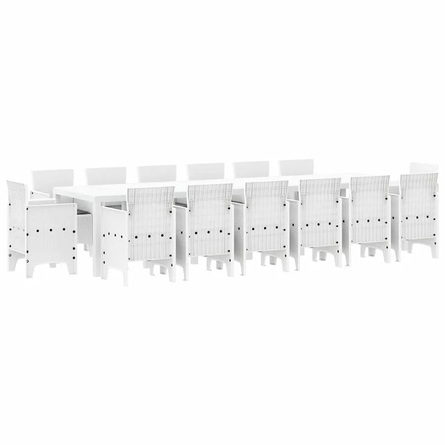Ensemble de salle à manger pour jardin 15 pcs Blanc Rattan Polt - 2