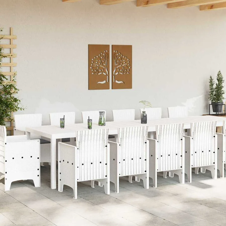 Ensemble de salle à manger pour jardin 15 pcs Blanc Rattan Polt - 3