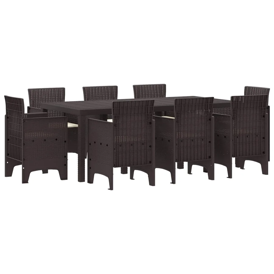 Ensemble de salle à manger pour jardin 9 pcs Marron