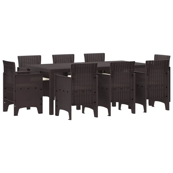 Ensemble de salle à manger pour jardin 9 pcs Marron