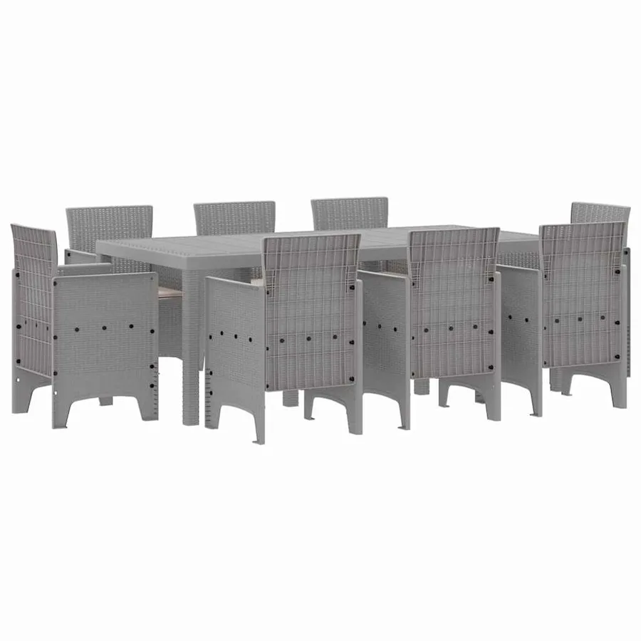 Ensemble de salle à manger pour jardin 9 pcs Gris clair - 2