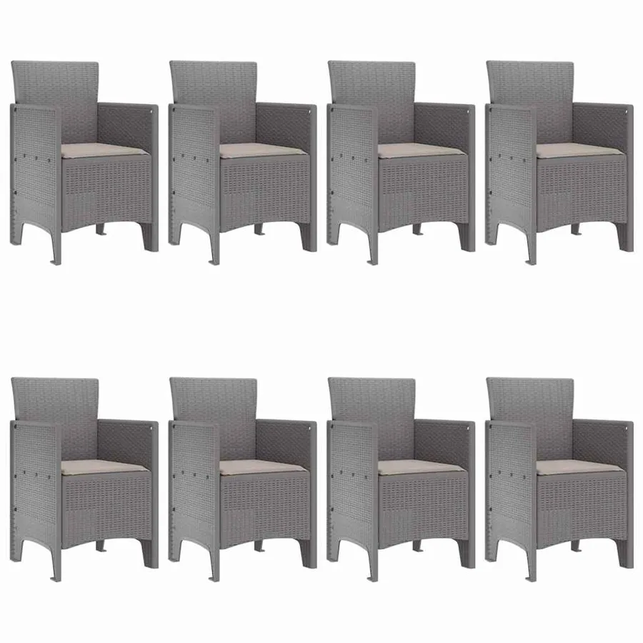 Ensemble de salle à manger pour jardin 9 pcs Gris clair - 4