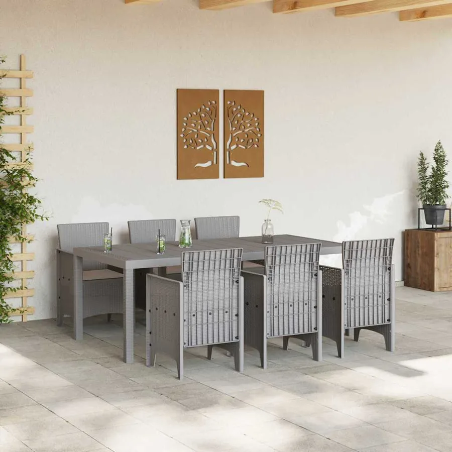Ensemble de salle à manger pour jardin 7 pcs Gris clair - 3