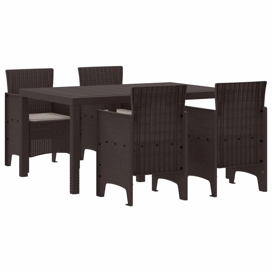 Ensemble de salle à manger pour jardin 5 pcs Marron Rattan Polt