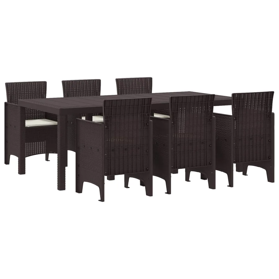 Ensemble de salle à manger pour jardin 7 pcs Marron