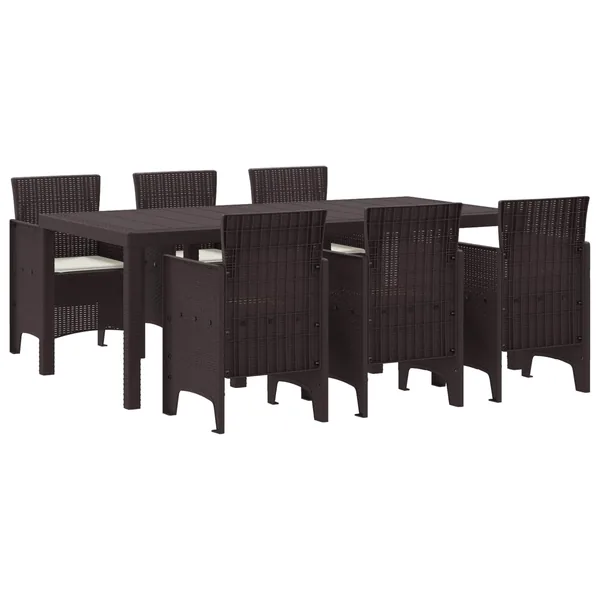 Ensemble de salle à manger pour jardin 7 pcs Marron