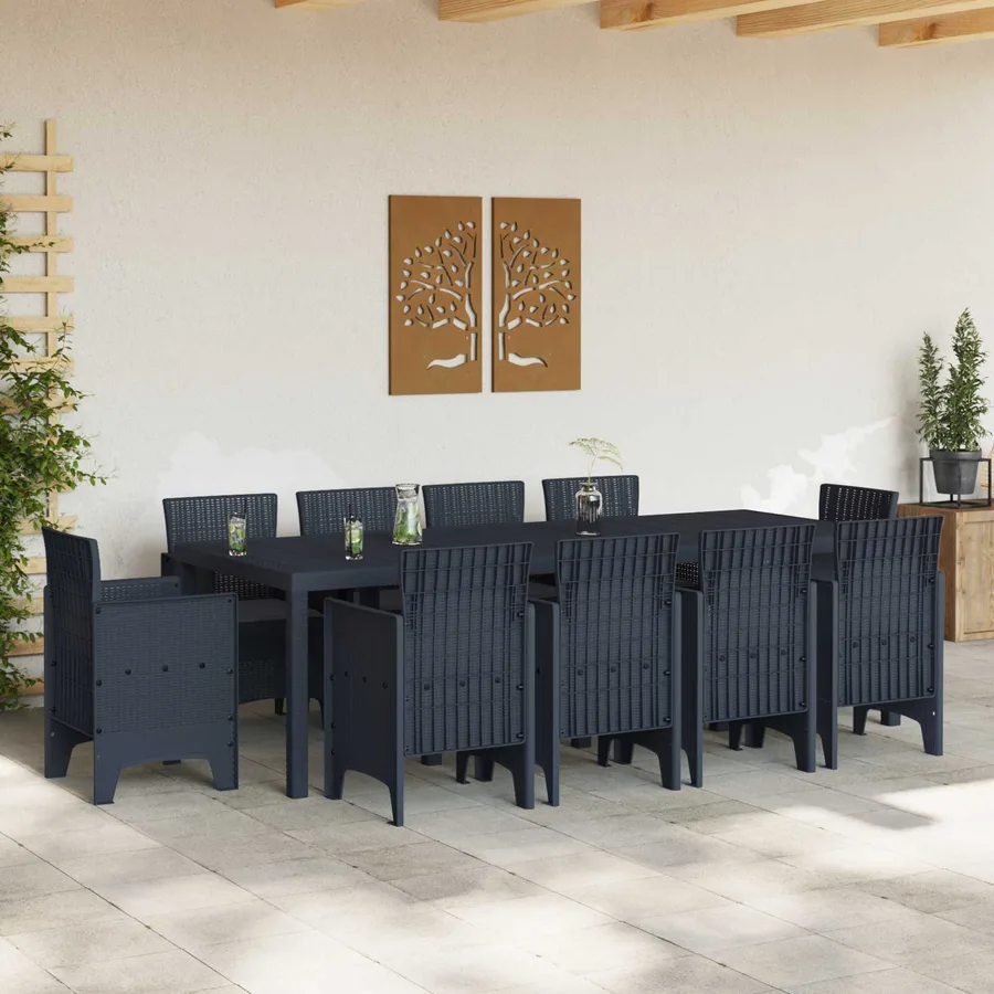 Ensemble de salle à manger pour jardin 11 pcs Anthracite - 3