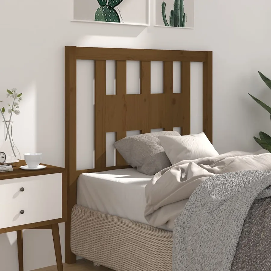Tête de lit Marron miel 106x4x100 cm Bois massif de pin - 5