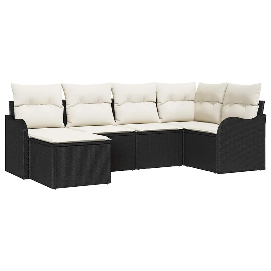 Ensemble de canapé de jardin 6 pcs Noir polyrotin - 2