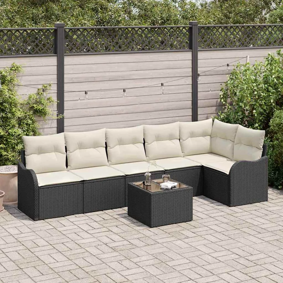 Ensemble de canapé de jardin Noir polyrotin
