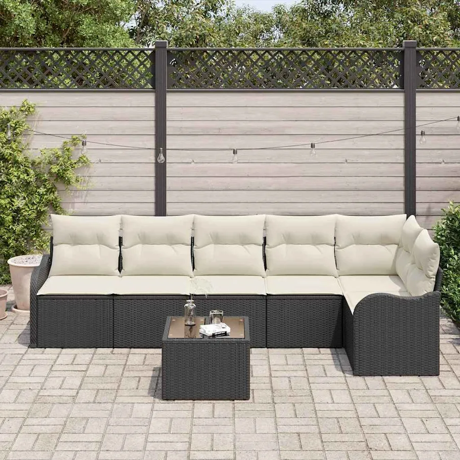 Ensemble de canapé de jardin Noir polyrotin - 3