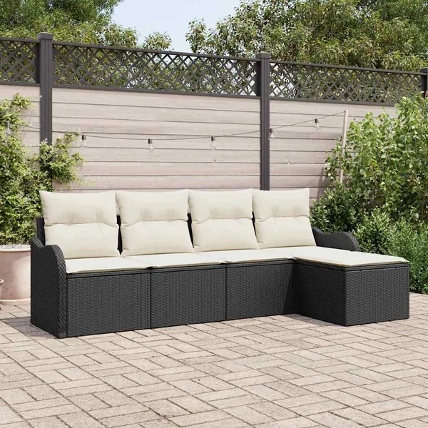 Ensemble de canapé de jardin Noir polyrotin