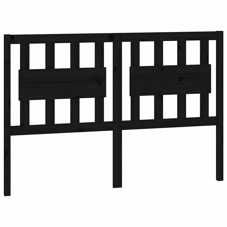 Tête de lit Noir 145,5x4x100 cm Bois massif de pin - 2