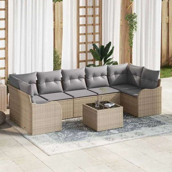 Ensemble de canapé de jardin Beige 55 x 55 x 37 cm polyrotin